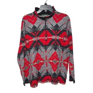 Lauren Ralph Lauren Active Aztec 1/4 Zip Thermal Top Women's Size 2X Tribal‎